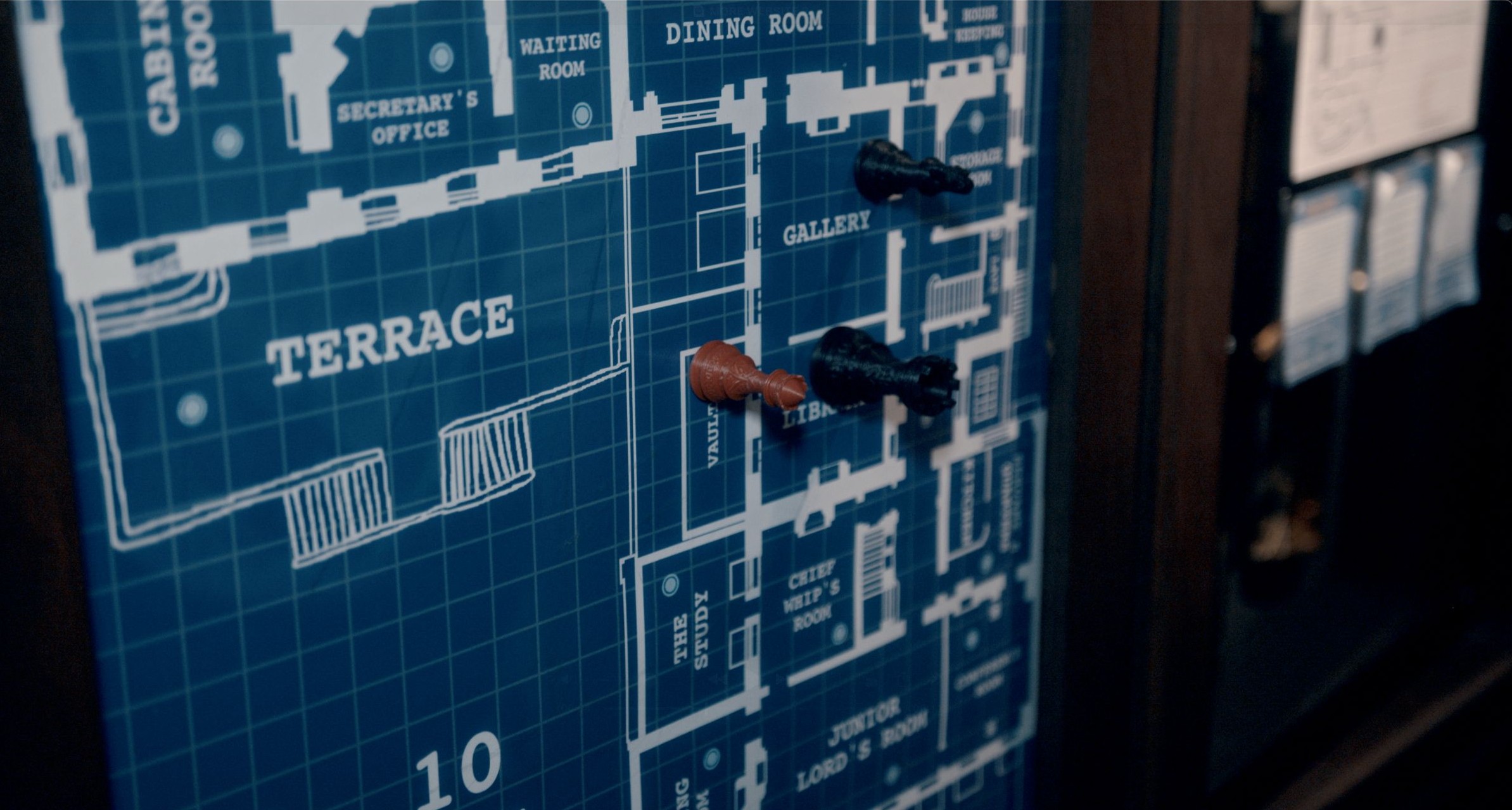 Blueprint of a location. Enigma Quests Escape Room The Billion Pound Heist